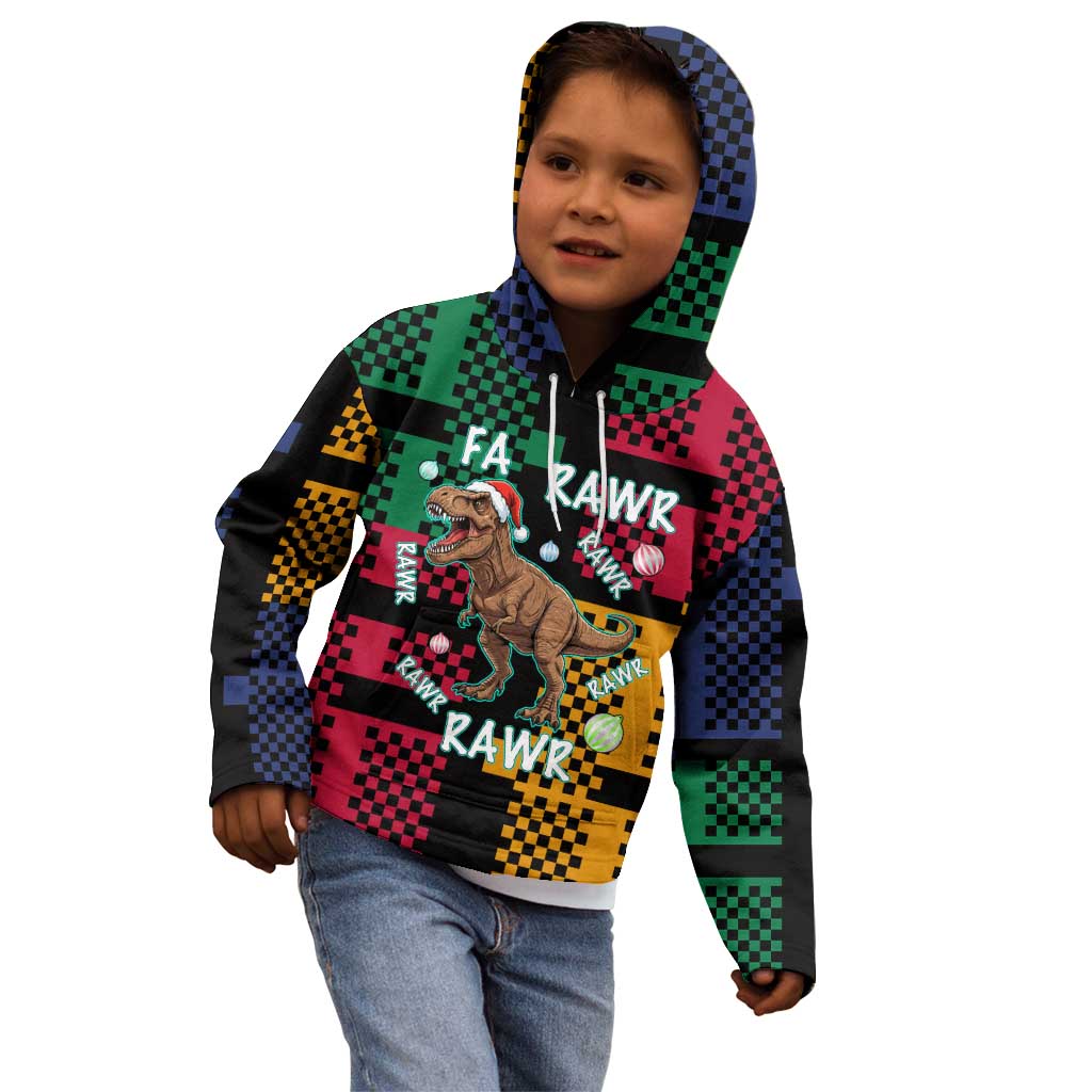 Christmas T Rex Rawr Rawr Rawr Kid Hoodie Xmas Holiday Patterns - Wonder Print Shop