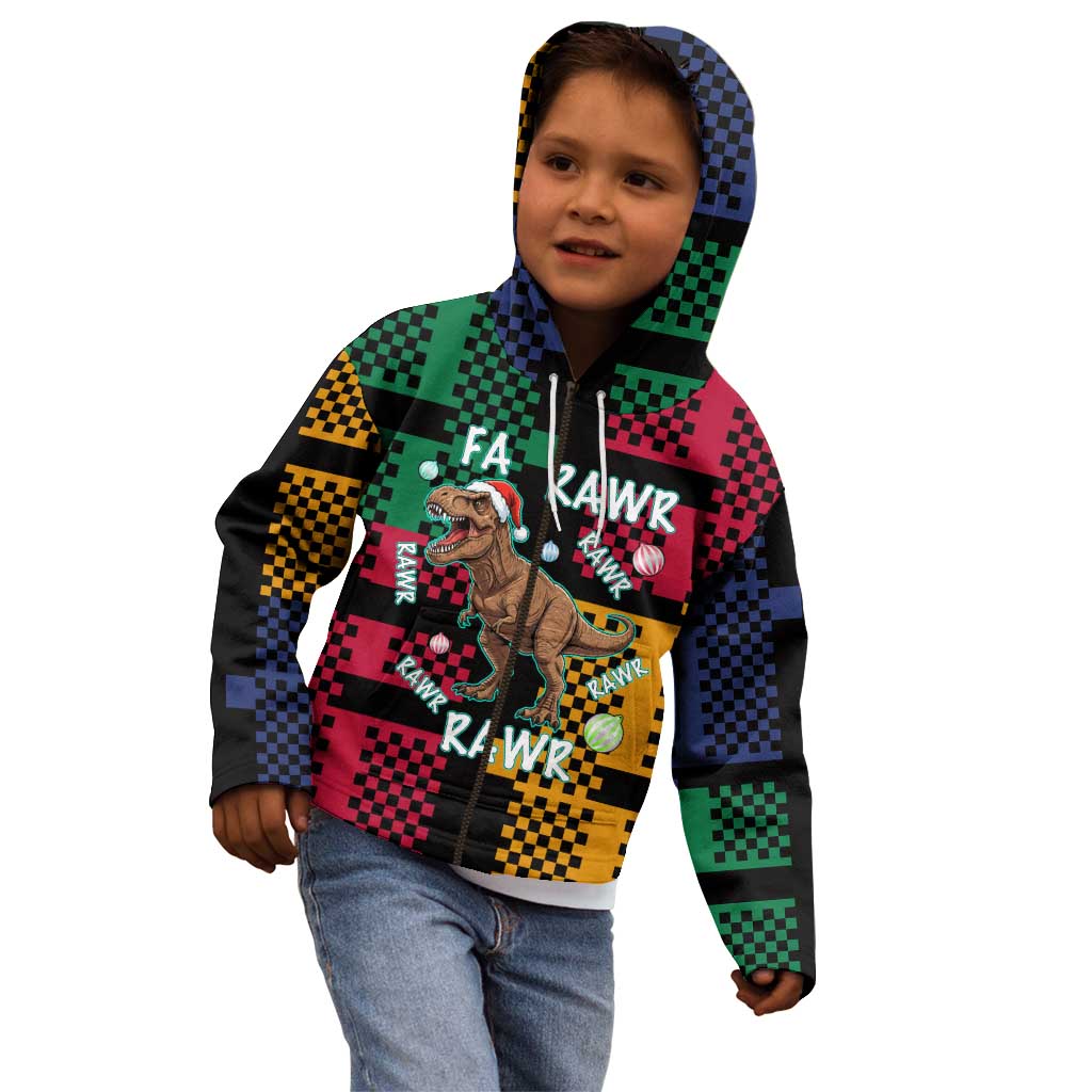 Christmas T Rex Rawr Rawr Rawr Kid Hoodie Xmas Holiday Patterns - Wonder Print Shop