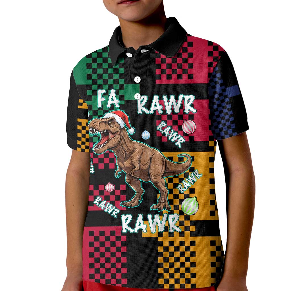 Christmas T Rex Rawr Rawr Rawr Kid Polo Shirt Xmas Holiday Patterns - Wonder Print Shop