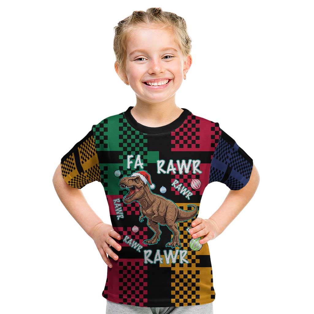 Christmas T Rex Rawr Rawr Rawr Kid T Shirt Xmas Holiday Patterns - Wonder Print Shop