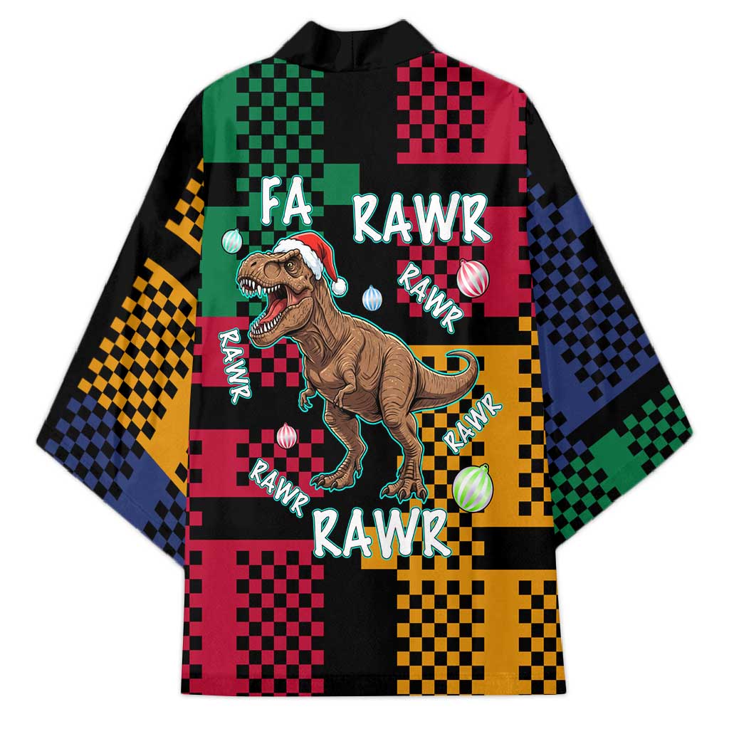 Christmas T Rex Rawr Rawr Rawr Kimono Xmas Holiday Patterns - Wonder Print Shop