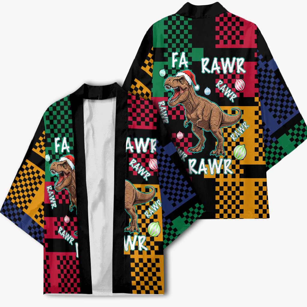 Christmas T Rex Rawr Rawr Rawr Kimono Xmas Holiday Patterns - Wonder Print Shop