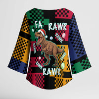Christmas T Rex Rawr Rawr Rawr Kimono Sleeve Blouse Xmas Holiday Patterns - Wonder Print Shop