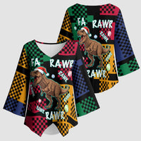 Christmas T Rex Rawr Rawr Rawr Kimono Sleeve Blouse Xmas Holiday Patterns - Wonder Print Shop