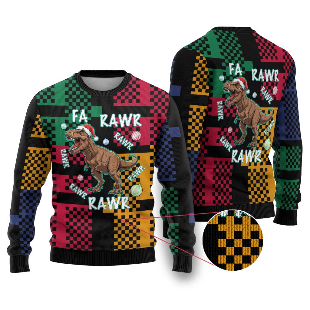 Christmas T Rex Rawr Rawr Rawr Ugly Christmas Sweater Xmas Holiday Patterns - Wonder Print Shop