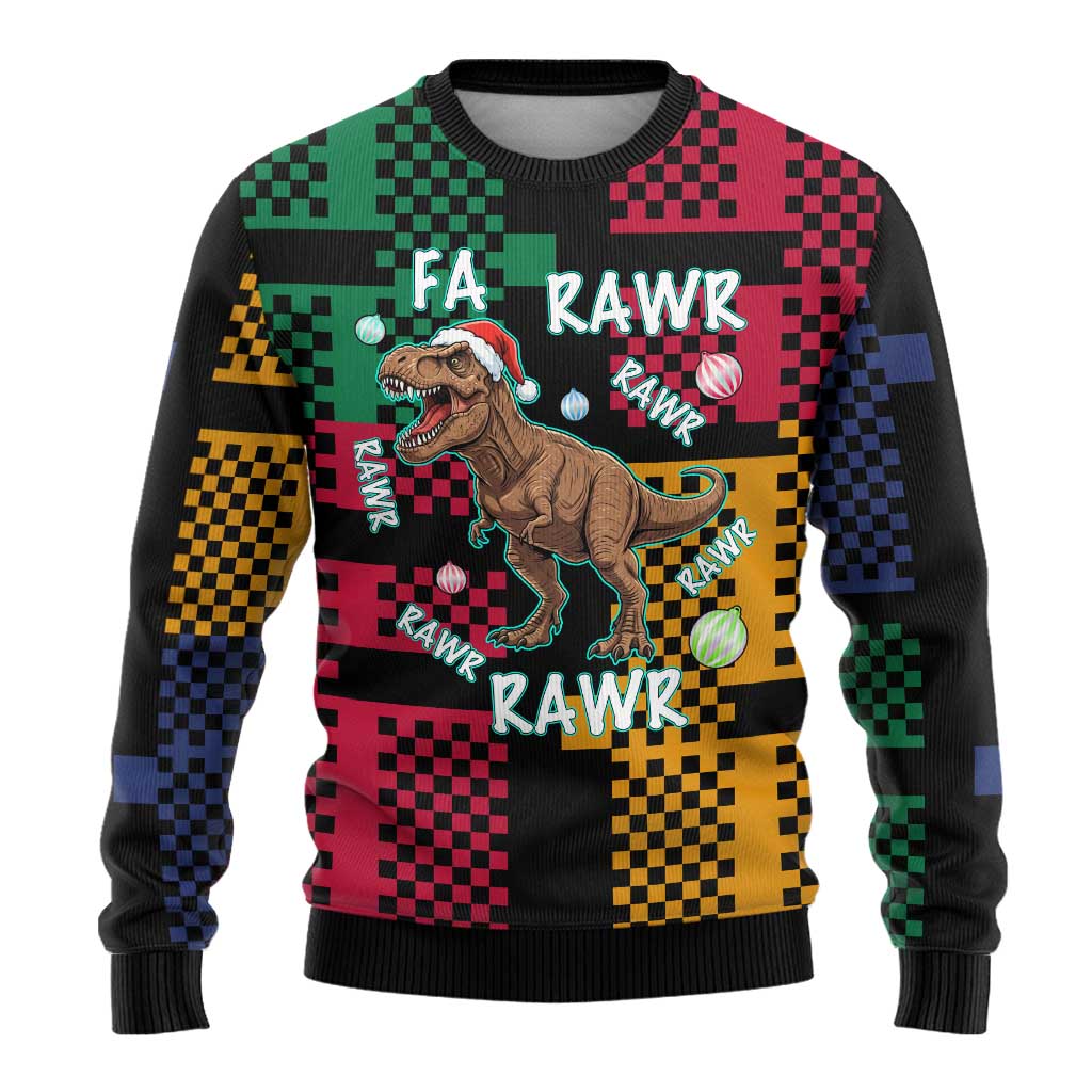 Christmas T Rex Rawr Rawr Rawr Ugly Christmas Sweater Xmas Holiday Patterns - Wonder Print Shop