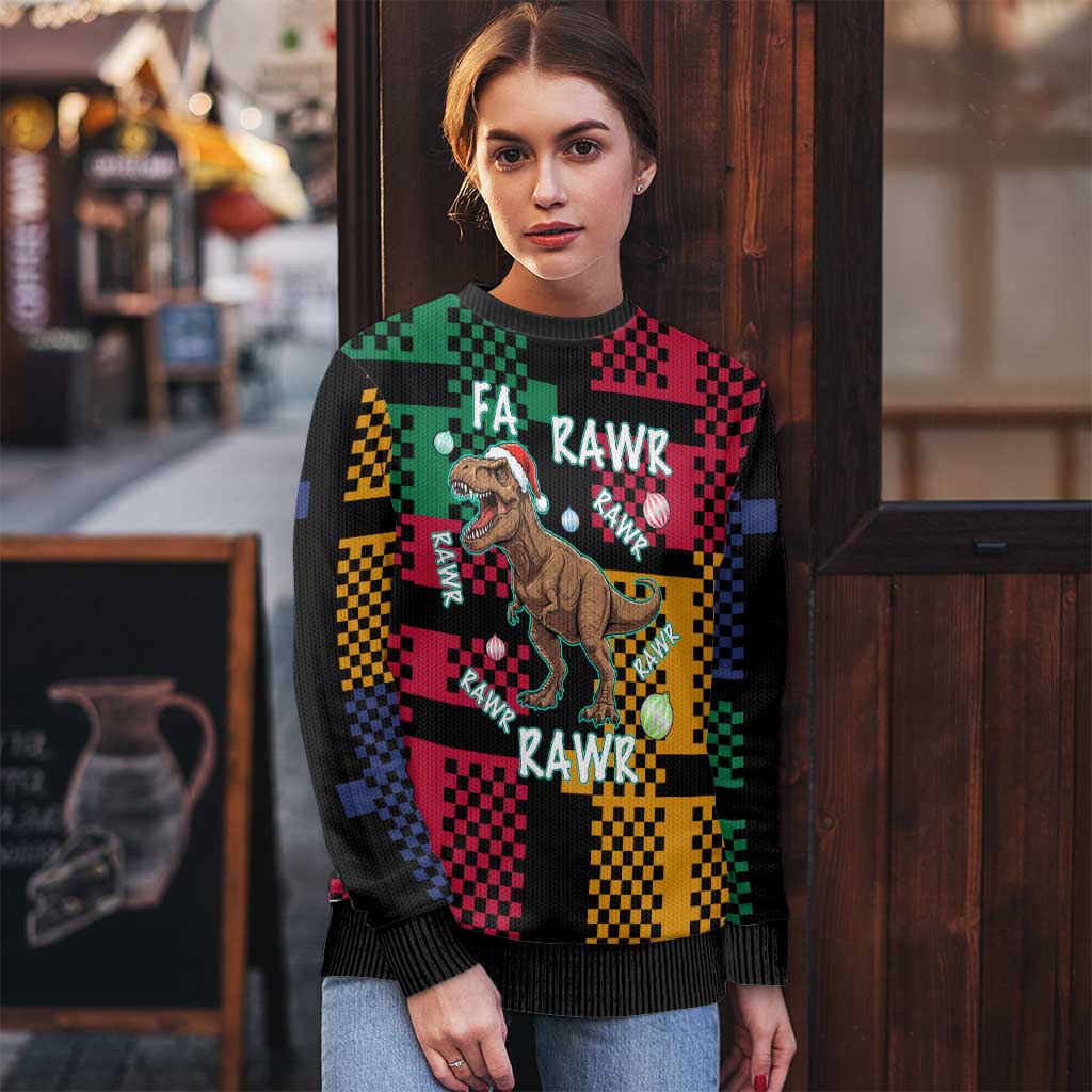 Christmas T Rex Rawr Rawr Rawr Ugly Christmas Sweater Xmas Holiday Patterns - Wonder Print Shop