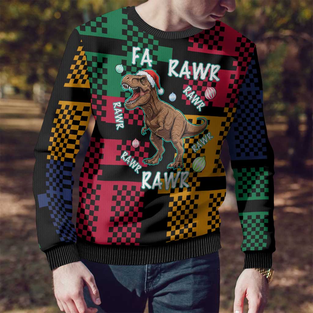 Christmas T Rex Rawr Rawr Rawr Ugly Christmas Sweater Xmas Holiday Patterns - Wonder Print Shop