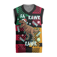 Christmas T Rex Rawr Rawr Rawr Christmas Knitted V-Neck Vest Xmas Holiday Patterns - Wonder Print Shop