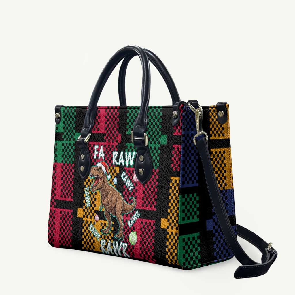Christmas T Rex Rawr Rawr Rawr Leather Bag Xmas Holiday Patterns - Wonder Print Shop