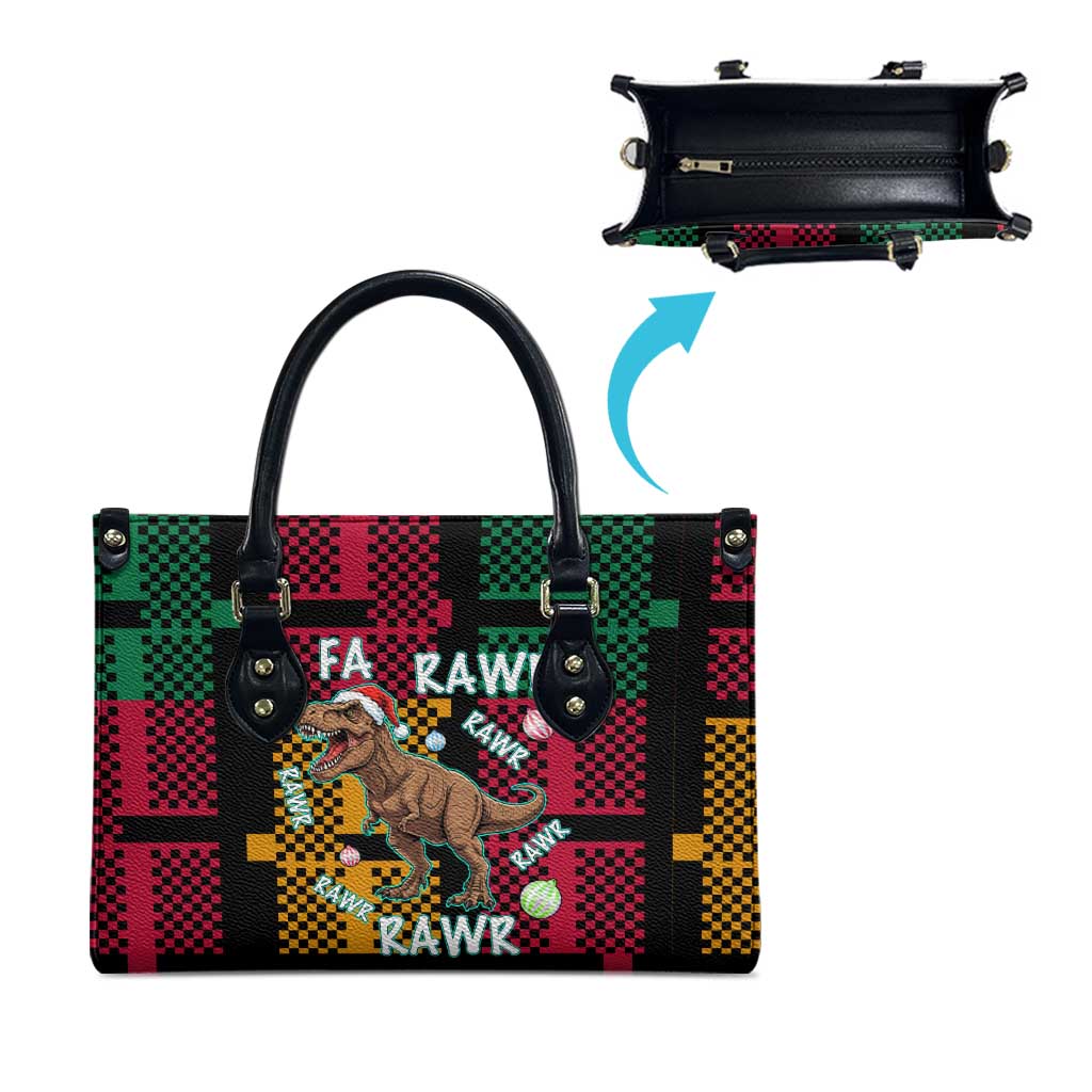 Christmas T Rex Rawr Rawr Rawr Leather Bag Xmas Holiday Patterns - Wonder Print Shop