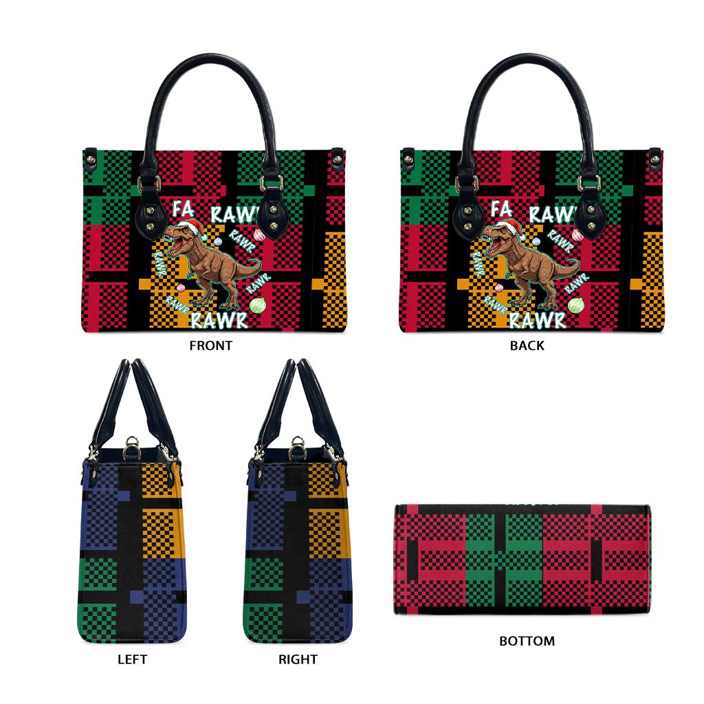 Christmas T Rex Rawr Rawr Rawr Leather Bag Xmas Holiday Patterns - Wonder Print Shop