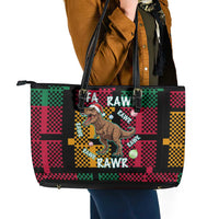 Christmas T Rex Rawr Rawr Rawr Leather Tote Bag Xmas Holiday Patterns - Wonder Print Shop