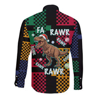Christmas T Rex Rawr Rawr Rawr Long Sleeve Button Shirt Xmas Holiday Patterns - Wonder Print Shop
