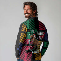 Christmas T Rex Rawr Rawr Rawr Long Sleeve Polo Shirt Xmas Holiday Patterns - Wonder Print Shop