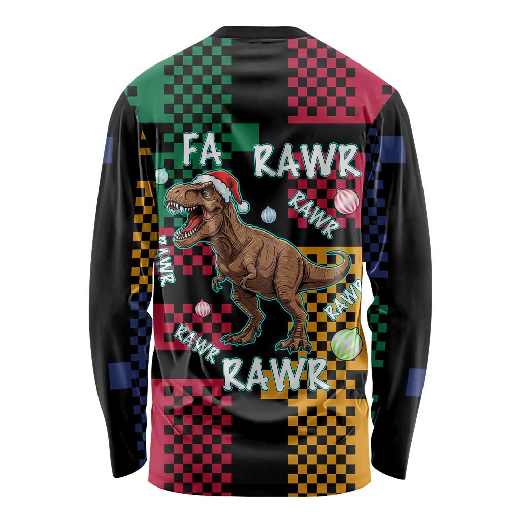 Christmas T Rex Rawr Rawr Rawr Long Sleeve Shirt Xmas Holiday Patterns - Wonder Print Shop