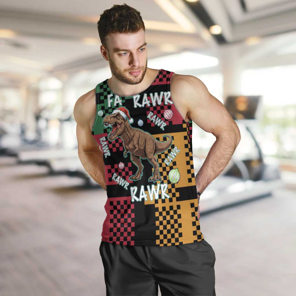 Christmas T Rex Rawr Rawr Rawr Men Tank Top Xmas Holiday Patterns - Wonder Print Shop