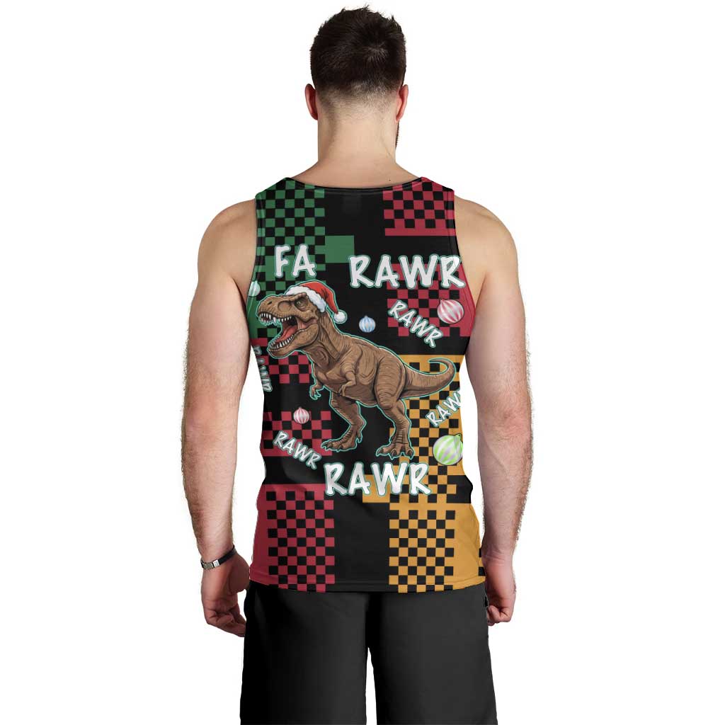 Christmas T Rex Rawr Rawr Rawr Men Tank Top Xmas Holiday Patterns - Wonder Print Shop