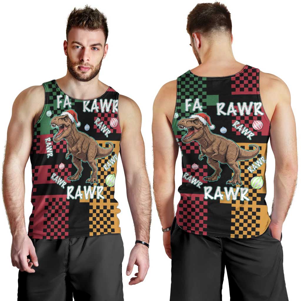Christmas T Rex Rawr Rawr Rawr Men Tank Top Xmas Holiday Patterns - Wonder Print Shop