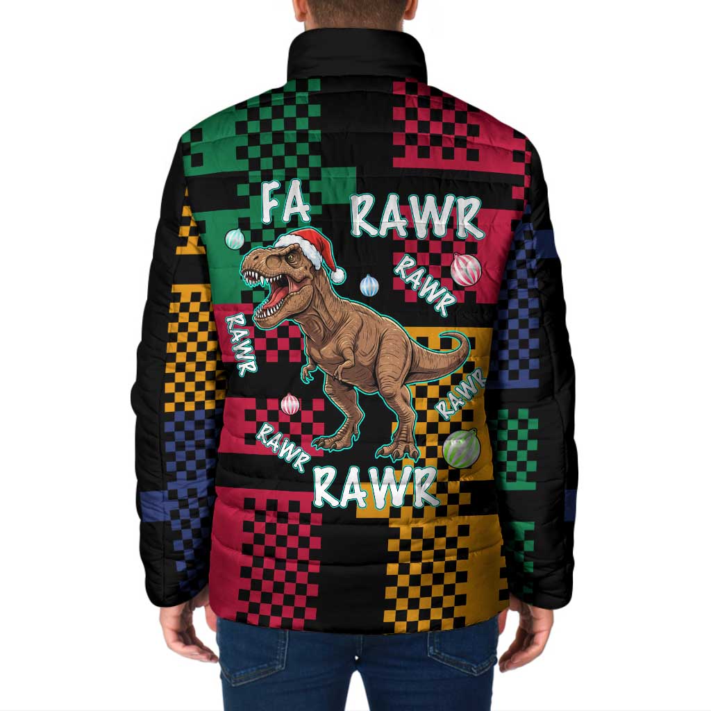 Christmas T Rex Rawr Rawr Rawr Padded Jacket Xmas Holiday Patterns - Wonder Print Shop