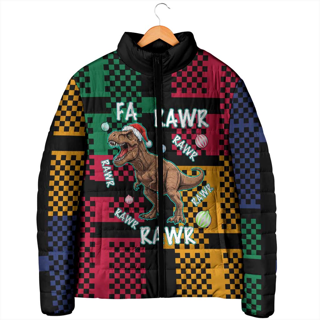 Christmas T Rex Rawr Rawr Rawr Padded Jacket Xmas Holiday Patterns - Wonder Print Shop