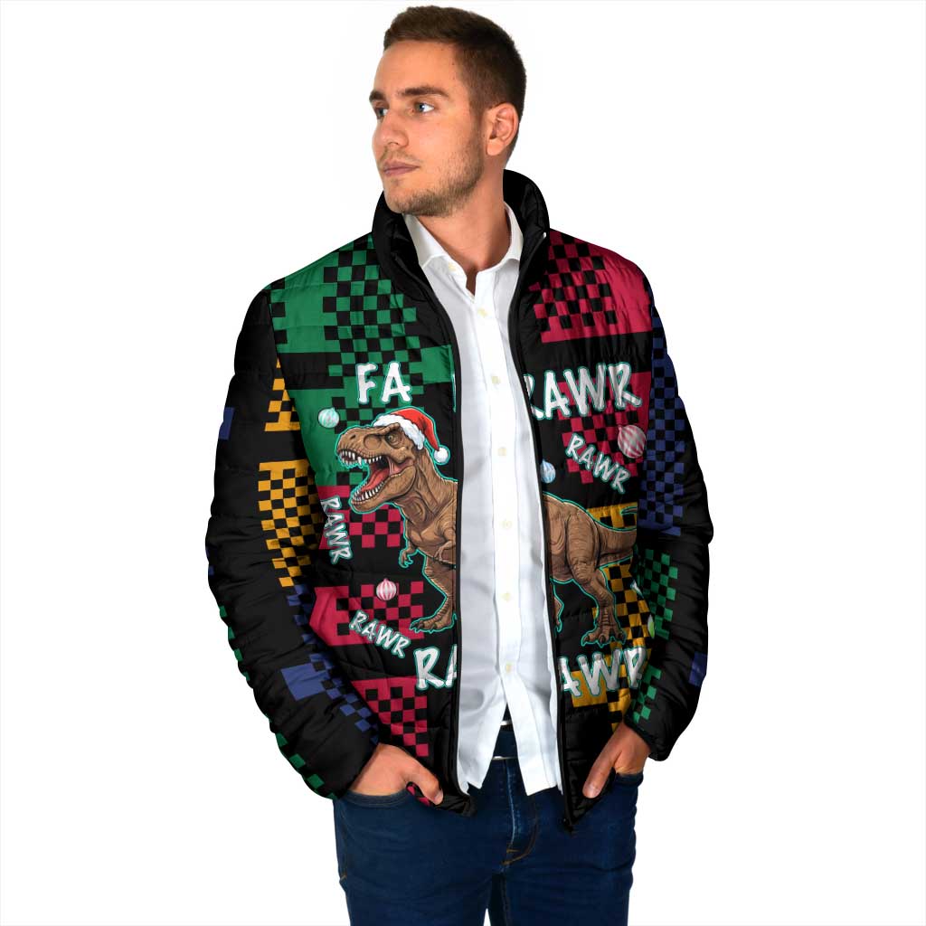 Christmas T Rex Rawr Rawr Rawr Padded Jacket Xmas Holiday Patterns - Wonder Print Shop