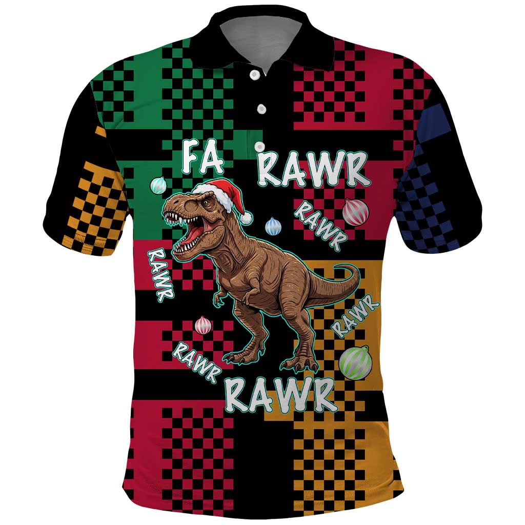 Christmas T Rex Rawr Rawr Rawr Polo Shirt Xmas Holiday Patterns - Wonder Print Shop