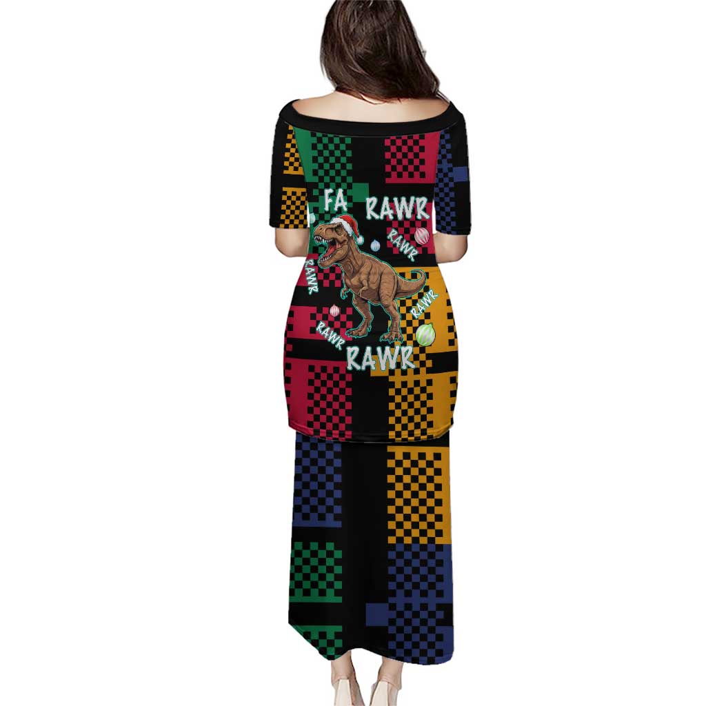 Christmas T Rex Rawr Rawr Rawr Puletasi Xmas Holiday Patterns - Wonder Print Shop