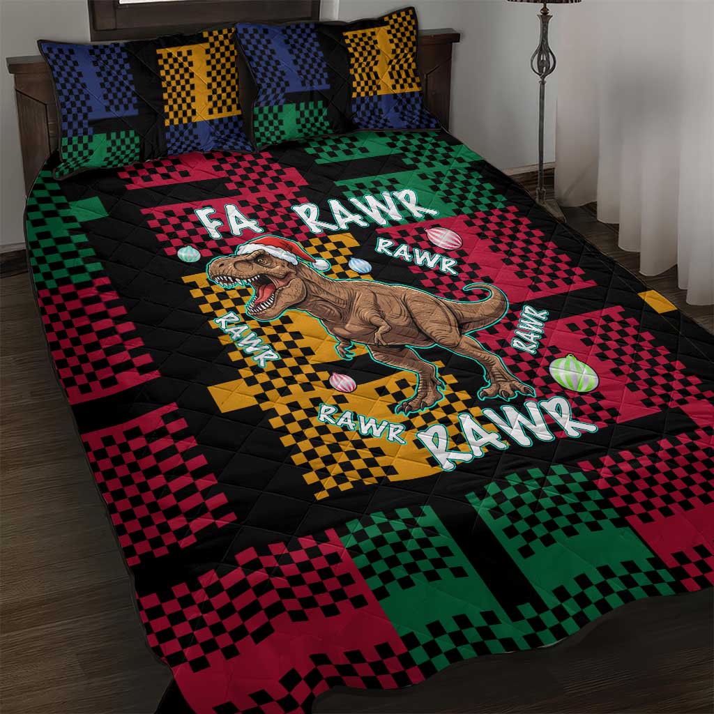 Christmas T Rex Rawr Rawr Rawr Quilt Bed Set Xmas Holiday Patterns - Wonder Print Shop