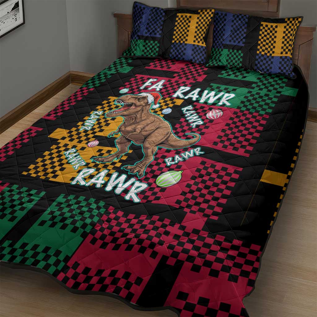 Christmas T Rex Rawr Rawr Rawr Quilt Bed Set Xmas Holiday Patterns - Wonder Print Shop