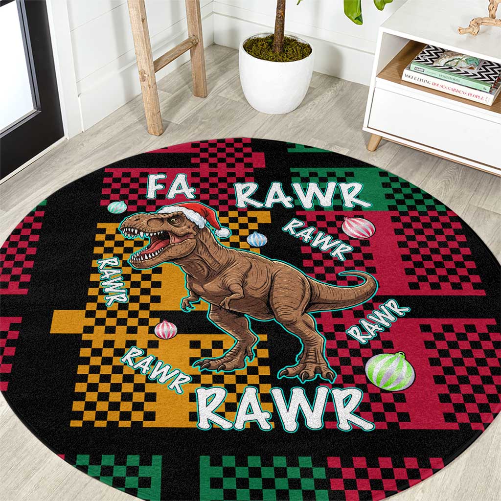 Christmas T Rex Rawr Rawr Rawr Round Carpet Xmas Holiday Patterns - Wonder Print Shop