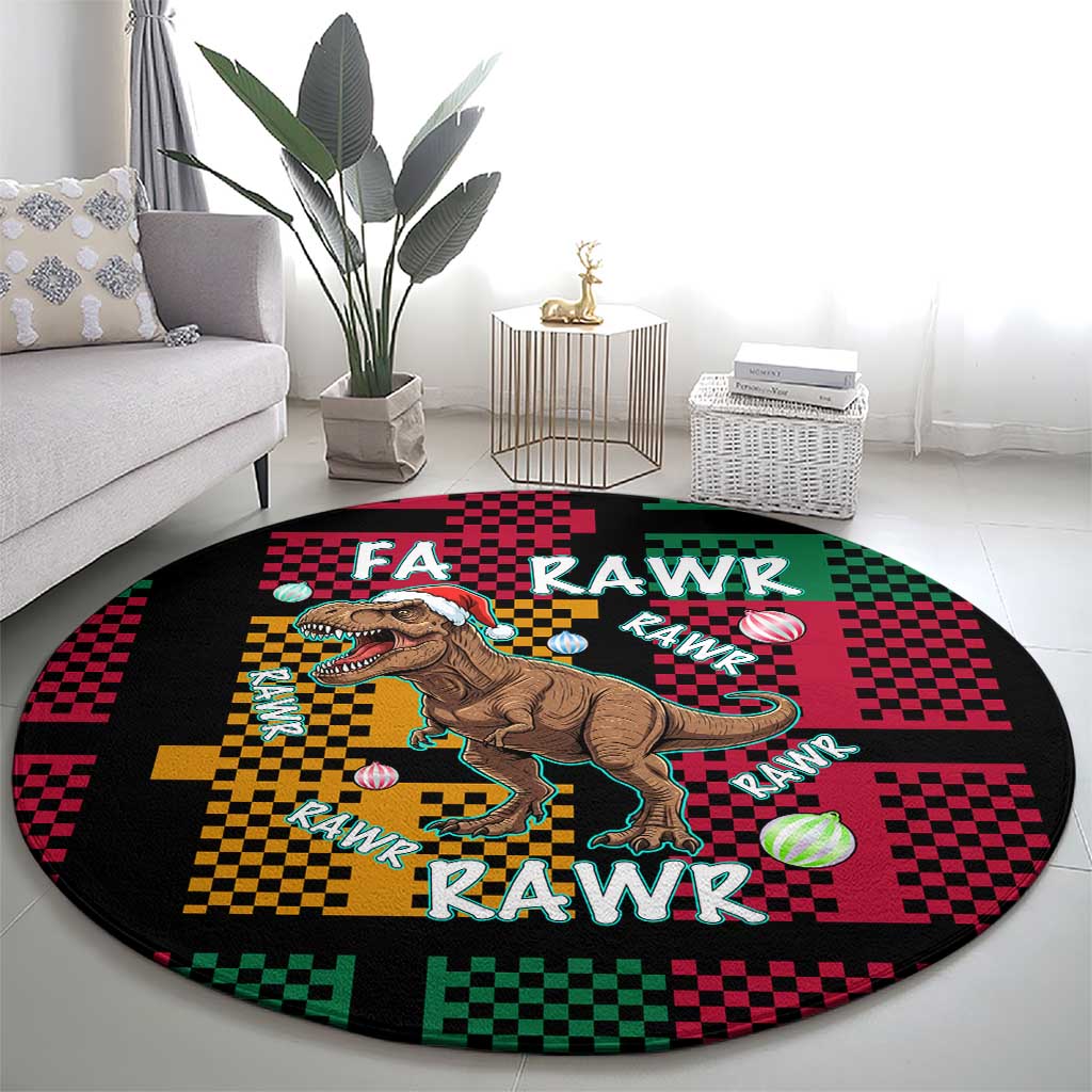 Christmas T Rex Rawr Rawr Rawr Round Carpet Xmas Holiday Patterns - Wonder Print Shop