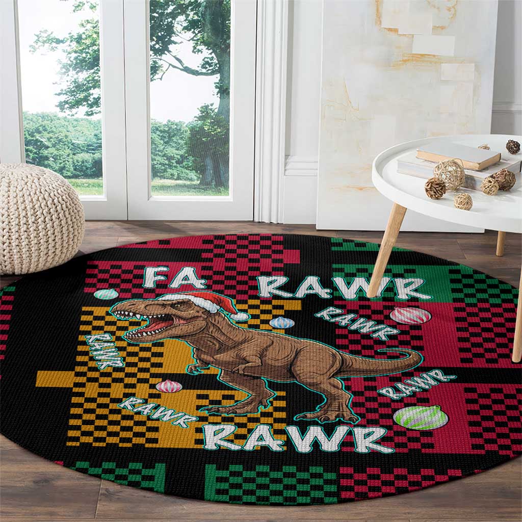 Christmas T Rex Rawr Rawr Rawr Round Carpet Xmas Holiday Patterns - Wonder Print Shop