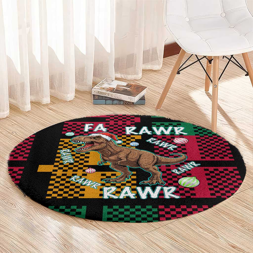 Christmas T Rex Rawr Rawr Rawr Round Carpet Xmas Holiday Patterns - Wonder Print Shop