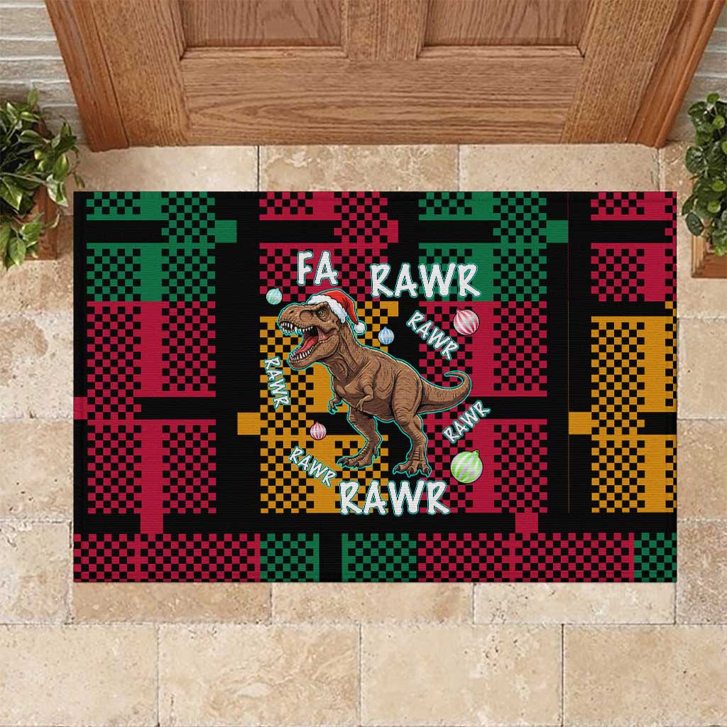 Christmas T Rex Rawr Rawr Rawr Rubber Doormat Xmas Holiday Patterns - Wonder Print Shop