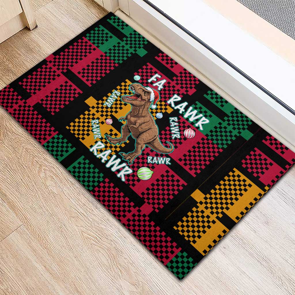 Christmas T Rex Rawr Rawr Rawr Rubber Doormat Xmas Holiday Patterns - Wonder Print Shop