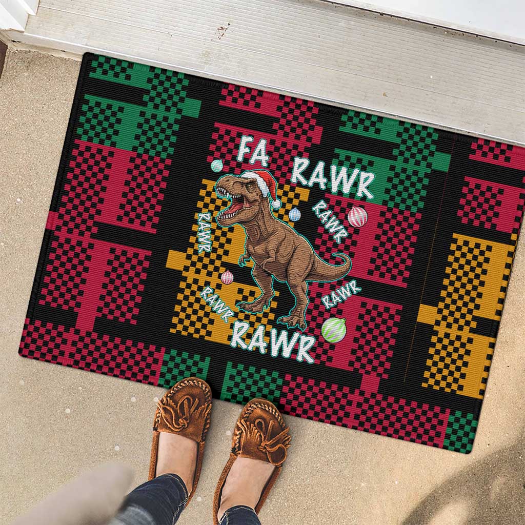 Christmas T Rex Rawr Rawr Rawr Rubber Doormat Xmas Holiday Patterns - Wonder Print Shop