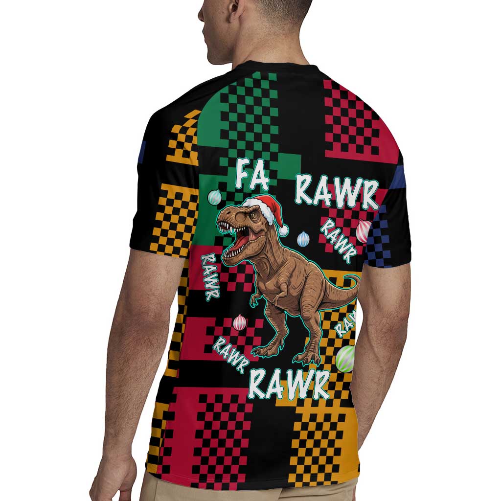 Christmas T Rex Rawr Rawr Rawr Rugby Jersey Xmas Holiday Patterns - Wonder Print Shop