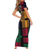 Christmas T Rex Rawr Rawr Rawr Short Sleeve Bodycon Dress Xmas Holiday Patterns - Wonder Print Shop