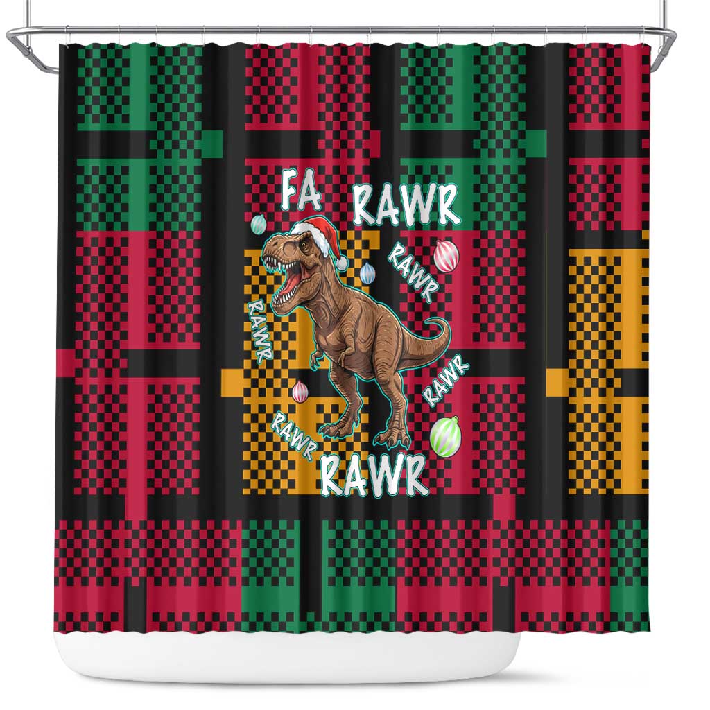 Christmas T Rex Rawr Rawr Rawr Shower Curtain Xmas Holiday Patterns - Wonder Print Shop