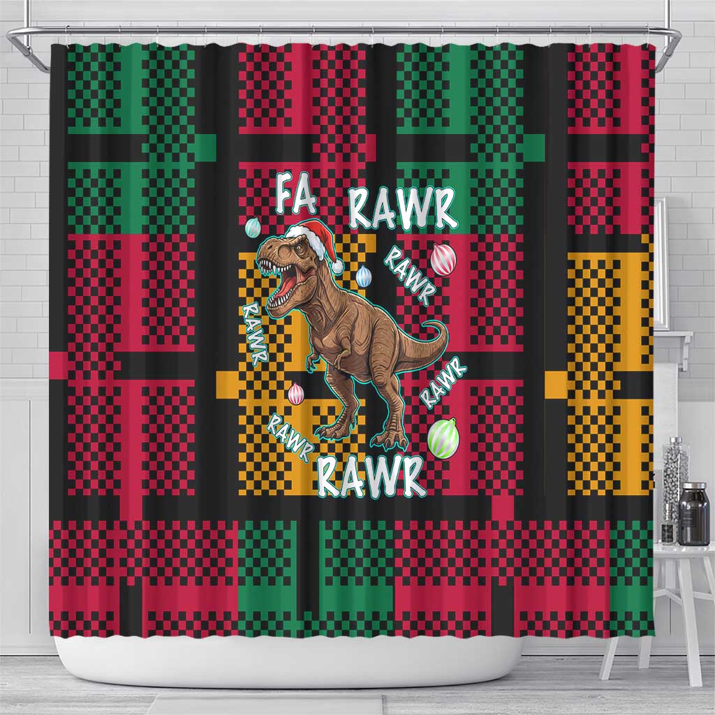 Christmas T Rex Rawr Rawr Rawr Shower Curtain Xmas Holiday Patterns - Wonder Print Shop