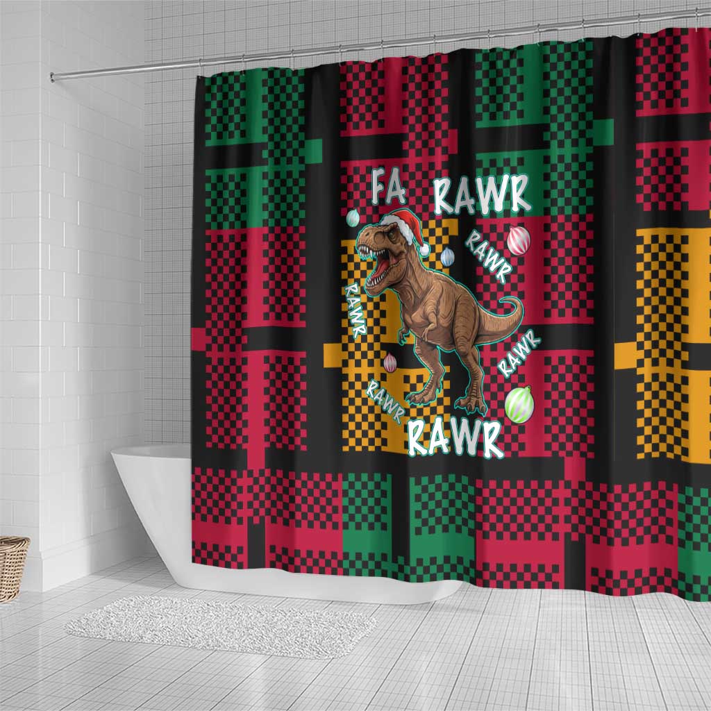 Christmas T Rex Rawr Rawr Rawr Shower Curtain Xmas Holiday Patterns - Wonder Print Shop