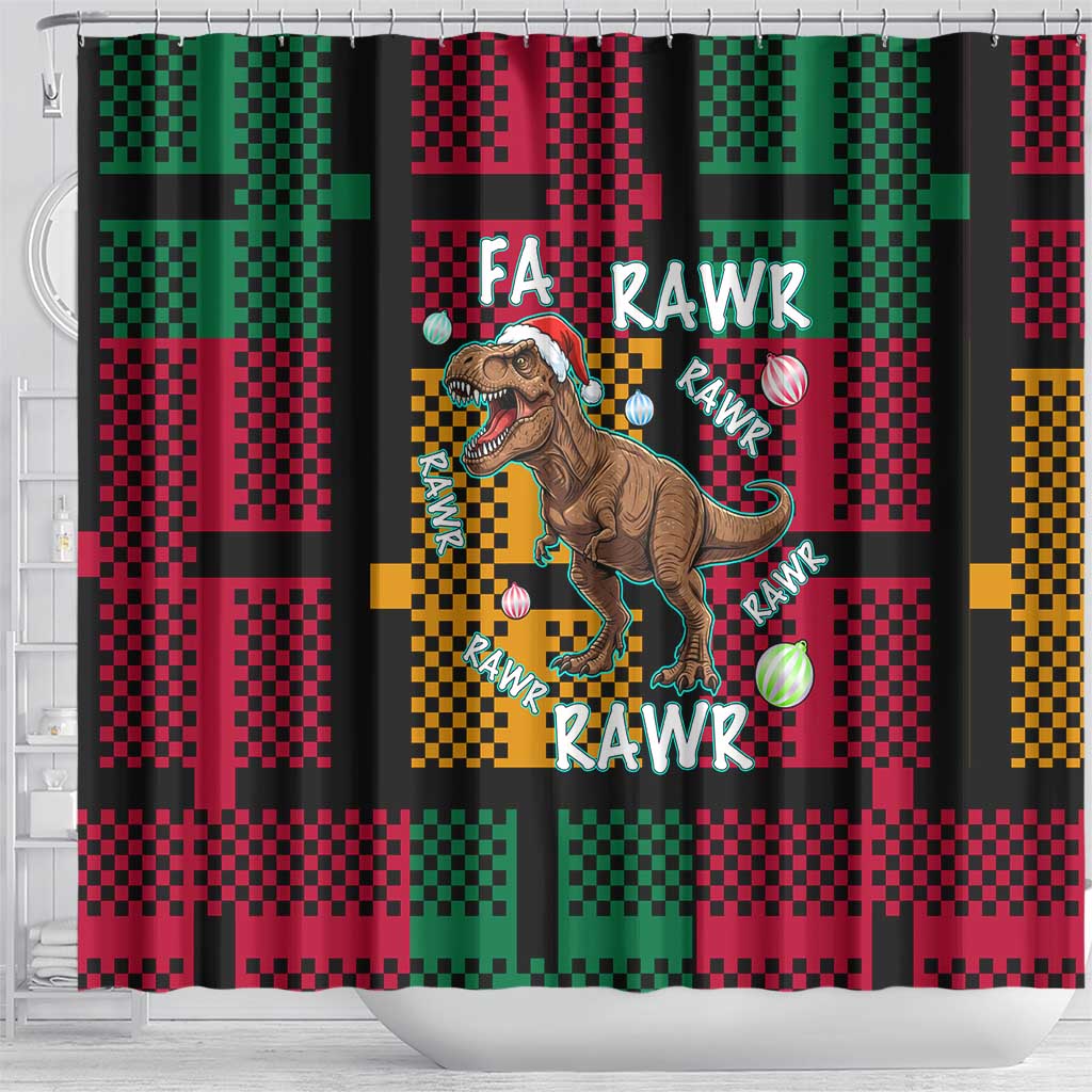 Christmas T Rex Rawr Rawr Rawr Shower Curtain Xmas Holiday Patterns - Wonder Print Shop