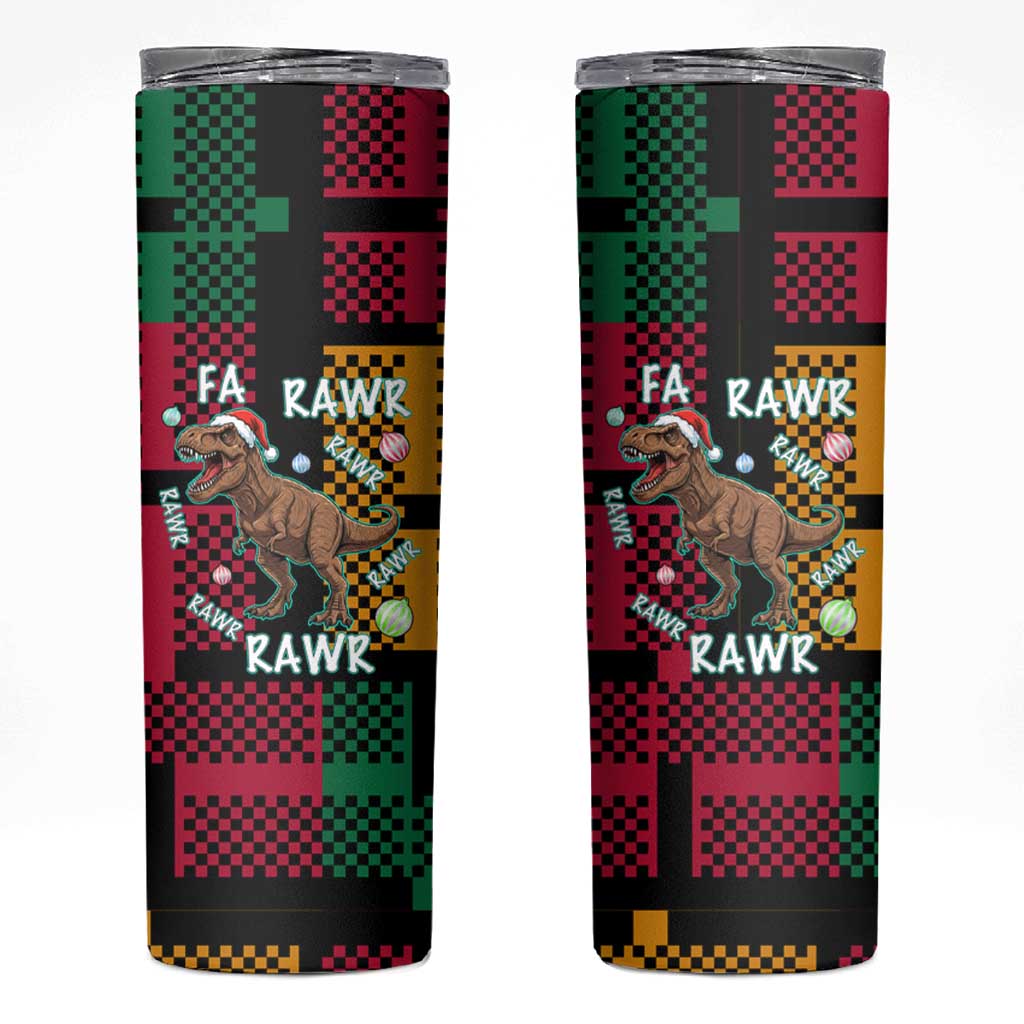 Christmas T Rex Rawr Rawr Rawr Skinny Tumbler Xmas Holiday Patterns - undefined