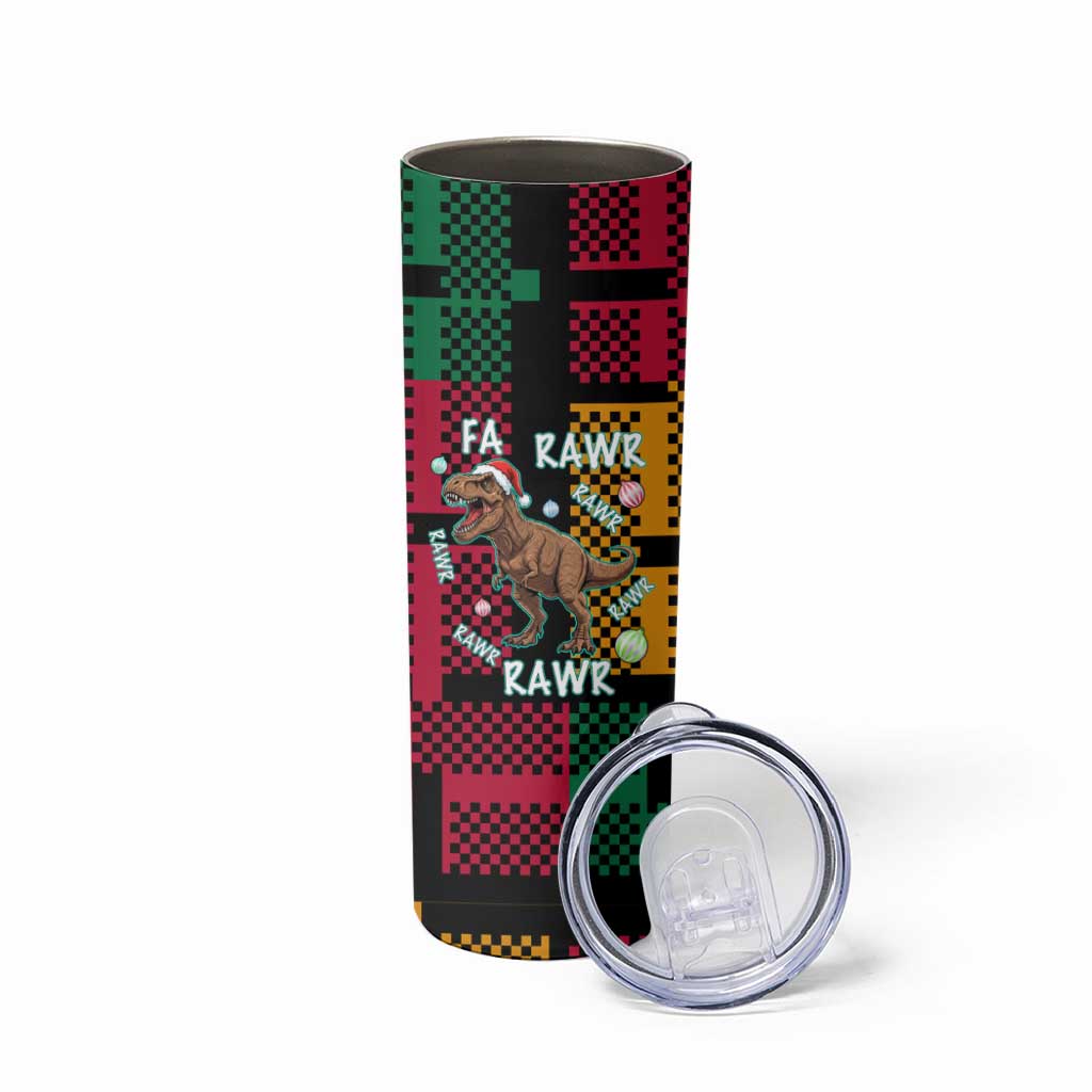 Christmas T Rex Rawr Rawr Rawr Skinny Tumbler Xmas Holiday Patterns - undefined
