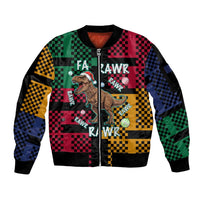 Christmas T Rex Rawr Rawr Rawr Sleeve Zip Bomber Jacket Xmas Holiday Patterns - Wonder Print Shop