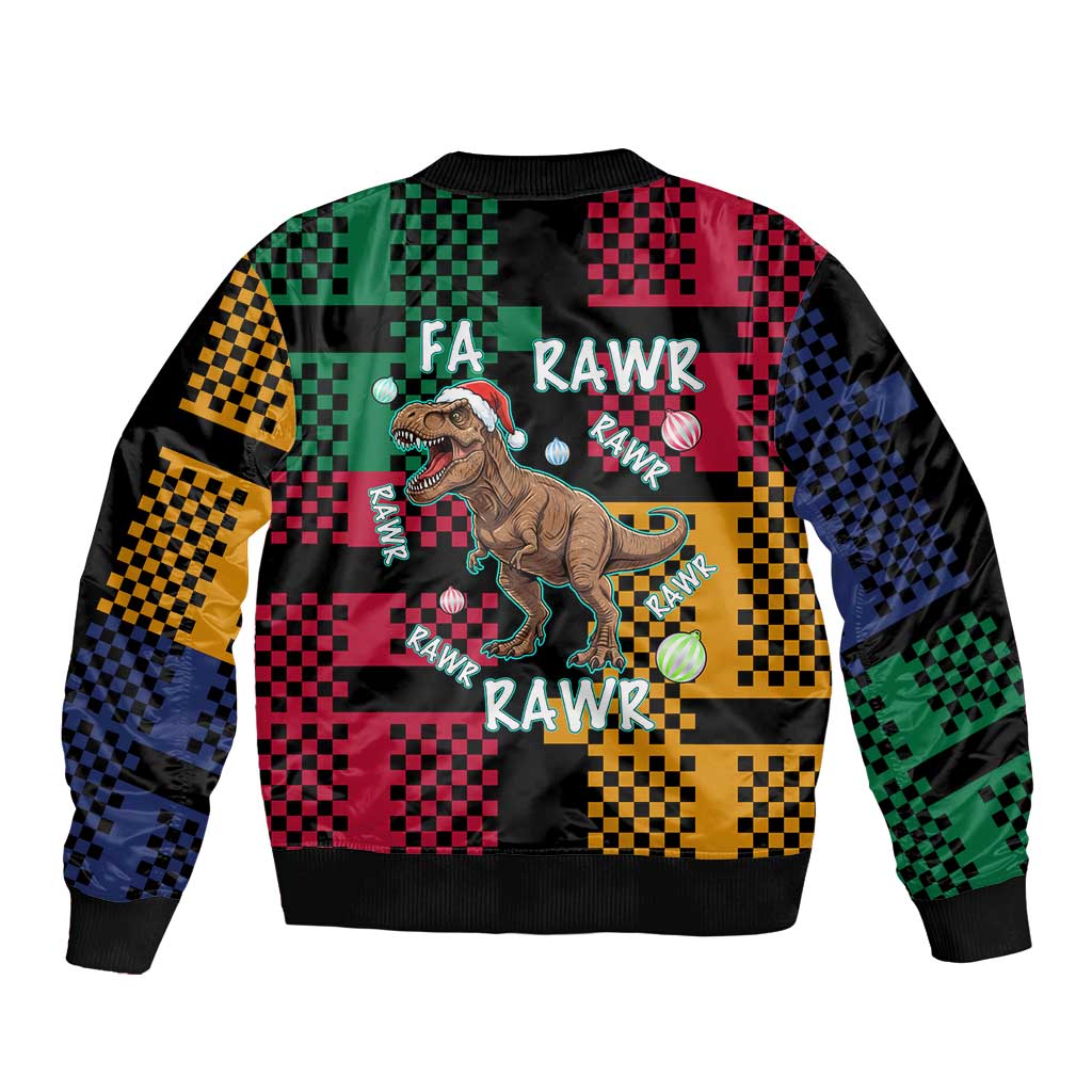 Christmas T Rex Rawr Rawr Rawr Sleeve Zip Bomber Jacket Xmas Holiday Patterns - Wonder Print Shop