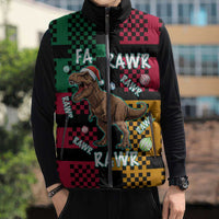 Christmas T Rex Rawr Rawr Rawr Sleeveless Puffer Jacket Xmas Holiday Patterns - Wonder Print Shop