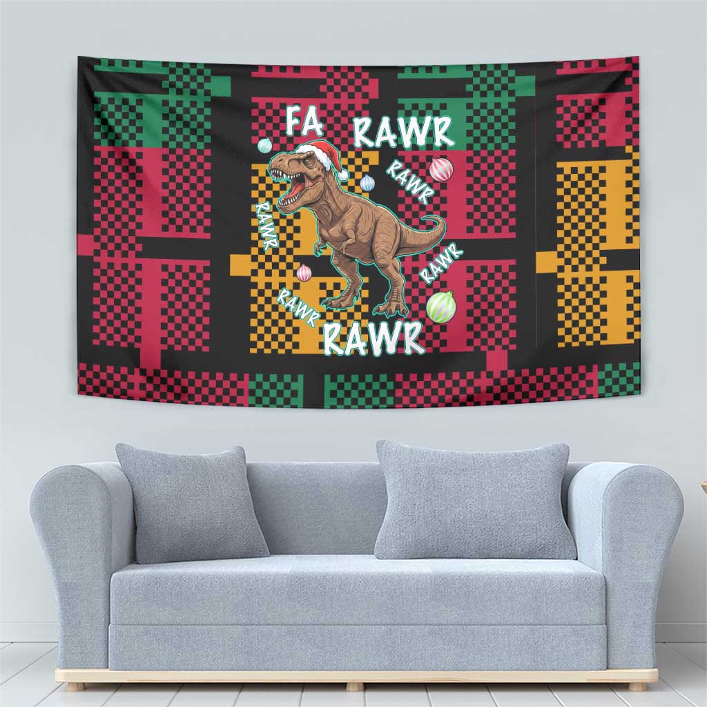 Christmas T Rex Rawr Rawr Rawr Tapestry Xmas Holiday Patterns - Wonder Print Shop