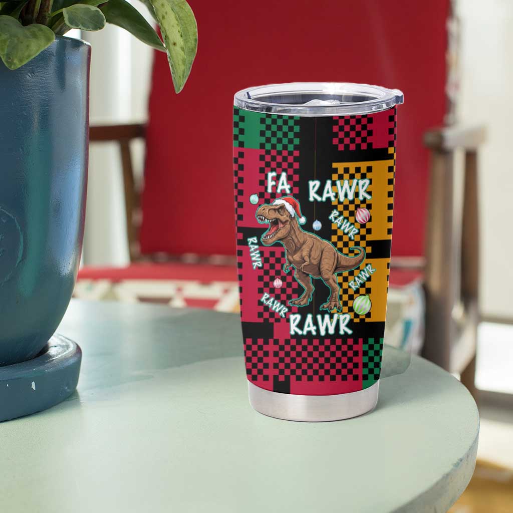 Christmas T Rex Rawr Rawr Rawr Tumbler Cup Xmas Holiday Patterns - Wonder Print Shop